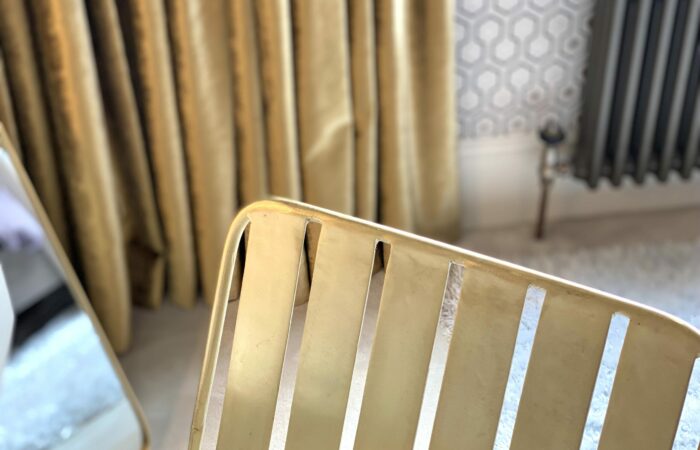 Gold accessories, a chair in gold and vintage radiator in Hale